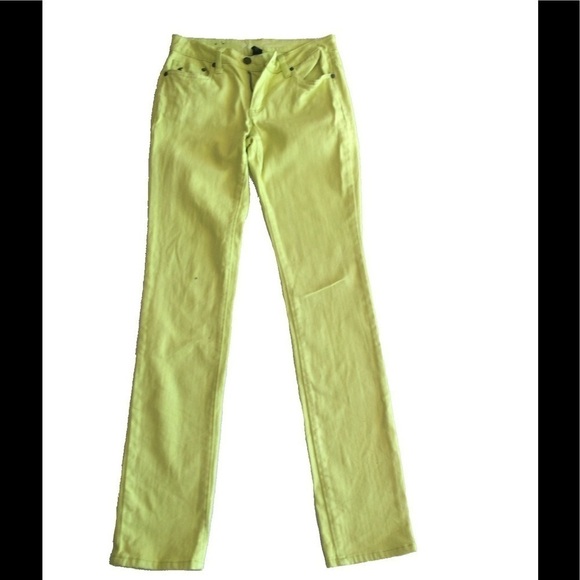 Kenneth Cole Chartreuse Green Straight Leg Jeans • Size 25 🔴 - Picture 1 of 2